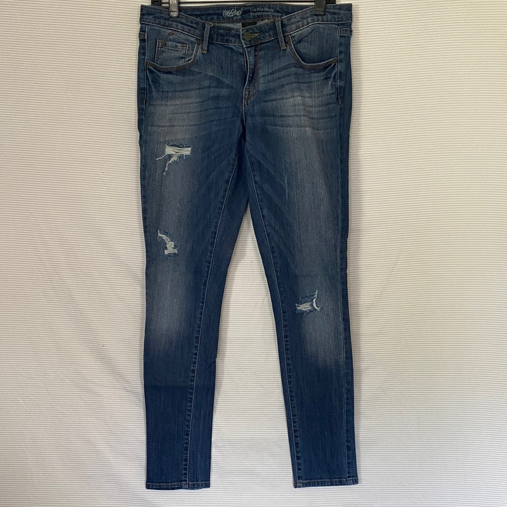 Mossimo Supply Co. Dark Blue Distressed Skinny Jeans